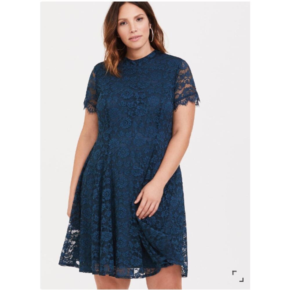 TORRID Mini Lace Overlay High Neck Skater Party Dress // 2X